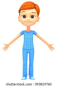 Welcome Gesture Boy Isolated On White Stock Illustration 393819760