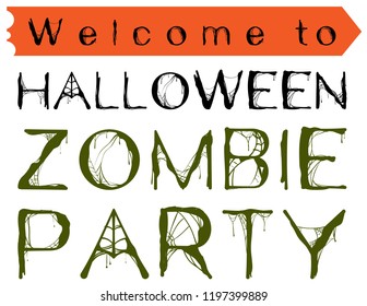 Welcome Halloween Zombie Party Text Invitation Stock Illustration ...