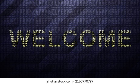 Welcome Icon On Binary Code ( Array Of Bits ). Illustration.