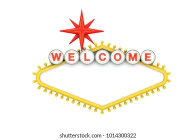 Welcome to Las Vegas classic sign with copy space. 3D Rendering
