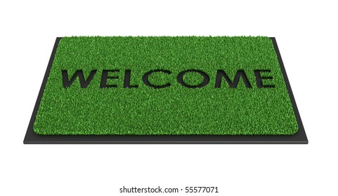 Welcome mat isolated over white - 3d render