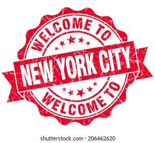 Welcome To New York City Red Vintage Isolated Seal