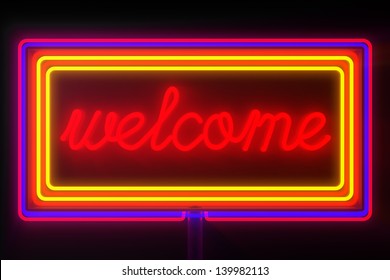 Welcome, Open Neon Sign