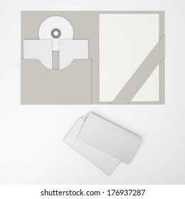 Welcome Pack. Open Folder With Fliers And CD Isolated. Render