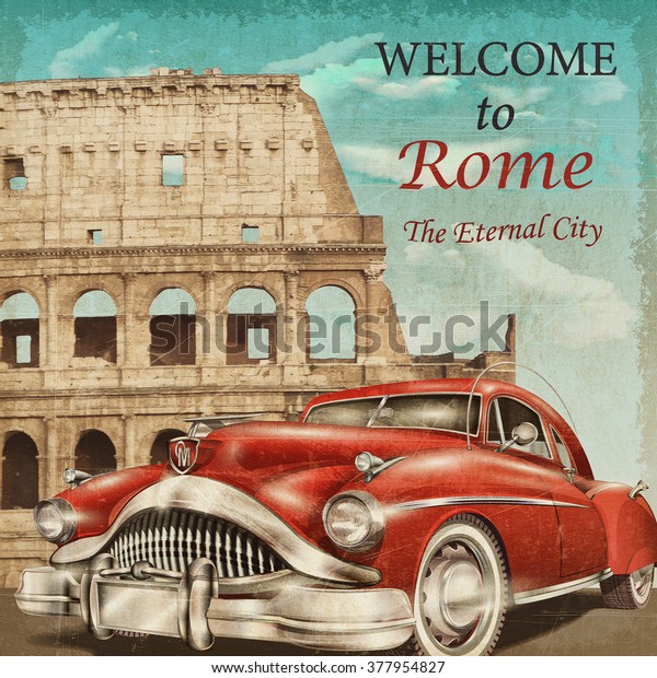 Welcome to Rome retro\
poster.