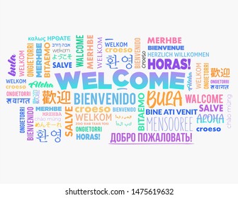 Welcome Word Cloud Different Languages Concept Stock Illustration 