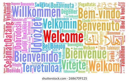 Welcome word cloud in different languages 