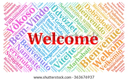 Welcome word cloud in different languages