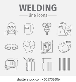 Welding Line Icon Set.