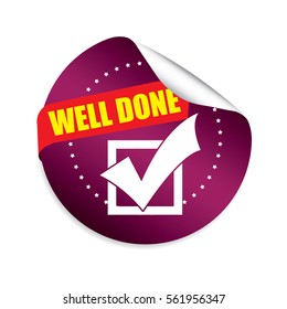 Well Done Purple Round Stickers Stock Illustration 561956347 