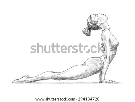 Wellness Series Sketchy Pencil Drawing Young Stock Illustration