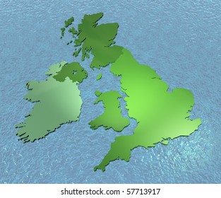 Welsh Devolution, Separation, 3D Map On The Sea