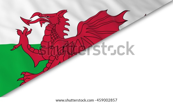 Welsh Flag corner overlaid on White
background - 3D
Illustration