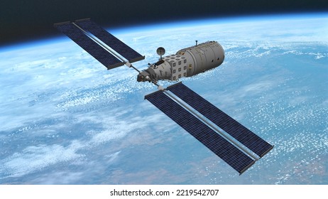 Wenchang, Hainan Province, China - 24th July 2022: 3D Illustration Of Wentian Science Module Of China's Space Station Tiangong.