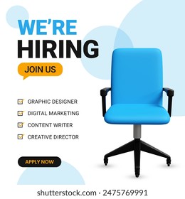 We're hiring template. We are hinring 3d illustration, Job vacancy, Recruitment, Social media post, Banner, Poster - Powered by Shutterstock