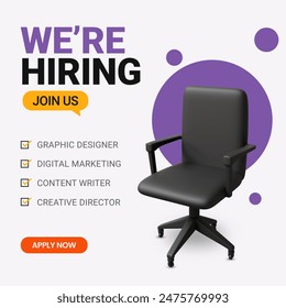 We're hiring template. We are hinring 3d illustration, Job vacancy, Recruitment, Social media post, Banner, Poster - Powered by Shutterstock