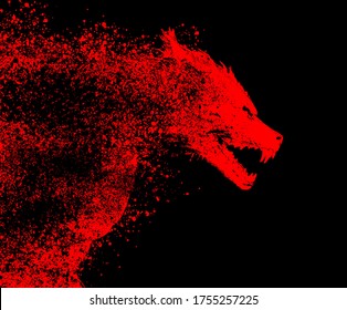 Werewolf/Dogman In Bloody Silhouette Charging