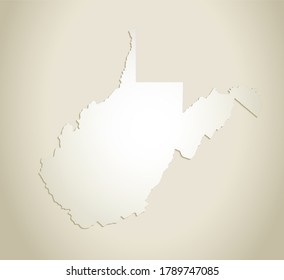 West Virginia Map, Old Paper Background Blank Raster