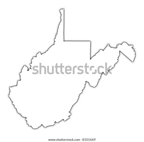 West Virginia Usa Outline Map Shadow Stock Illustration 8101669