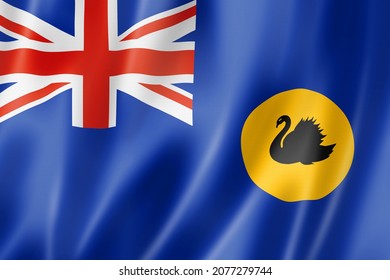 Western Australian State Flag, Australia Waving Banner Collection. 3D Illustration