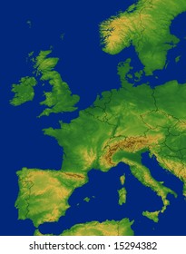 Western Europe Map With Terrain