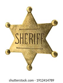 Western Sheriff Badge 3D Illustration On White Background