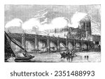 Westminster Bridge in London - Vintage engraved illustration