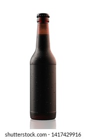 Wet 12 Oz Brown Beer Bottle Longneck. Isolated 3D Render On A White.