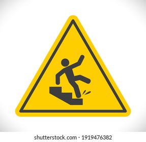 Wet Floor Stairs Sign Danger Concept Icon Isolated On White Background