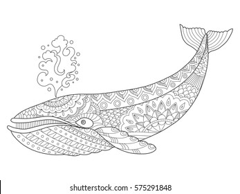 675 Adult coloring book whale Images, Stock Photos & Vectors | Shutterstock