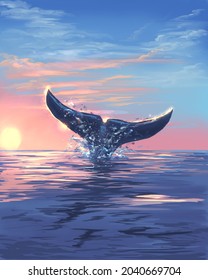 Whale Tail In The Ocean