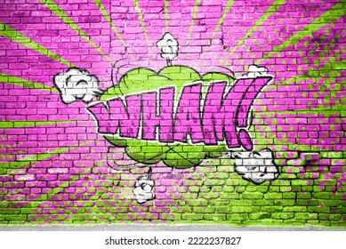 Wham! Comic Style Bubble Graffiti Lettering on Brick Wall