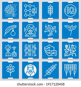 Wheat, branch, vine, spring plant, branches, tree, artificial intelligence, voice recognition icon set suitable for info graphics, websites and print media and interfaces