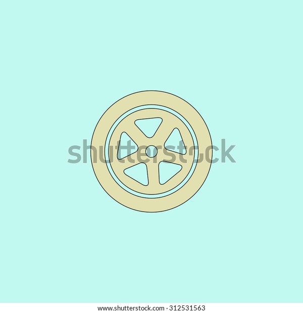 Wheel. Flat simple line icon. Retro color modern\
illustration pictogram. Collection concept symbol for infographic\
project and logo