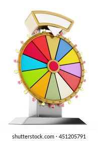 Wheel Of Fortune Isolated On White Background. 3D Illustration.