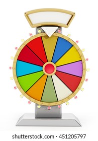 Wheel Of Fortune Isolated On White Background. 3D Illustration.