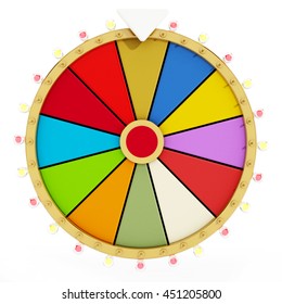 Wheel Of Fortune Isolated On White Background. 3D Illustration.