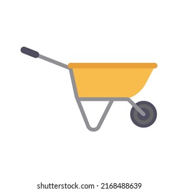 Wheelbarrow Illustration Icon Tool. Gardening Equipment Wheel And Agriculture Cart. Garden Farm Symbol Isolated White And Barrow Construction Work. Carry Load Transport Handle And Heavy Push