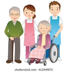 Wheelchair Elderly Women Caregivers Stock Illustration 411949873 ...