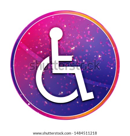 Wheelchair handicap icon isolated on creative trendy colorful round button illustration