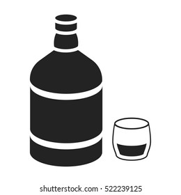 Whiskey icon in black style isolated on white background. Alcohol symbol stock bitmap illustration.