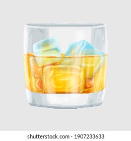 Whiskey On Rocks Pixel Art Stock Illustration 1907233633 