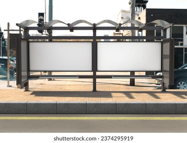 whit plain empty bus stop advertising billboard branding template