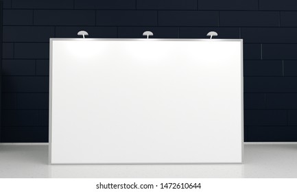 White 2x3 Meters Backdrop Mockup In Room. 3d Render Illustration