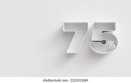 White 3d 75 (seventy-five) Percent On White Background. For Advertising Promotion, 3d Financial Concept Design. Promotional Materials. 75% Interest Special Offer. Symbol Icon With Percentage.