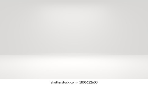 White 3D Background. Minimalistic Studio Floor And Wall.  Clean White Space. Empty Template Room. 3D Rendering.