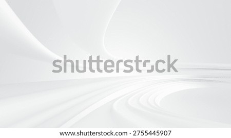 White 3D circular motion abstract background with wide perspective and clean panoramic view for business banners.