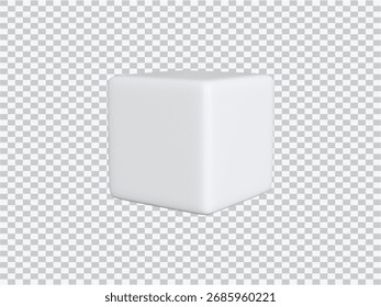 White 3d cube rendered on a transparent background.