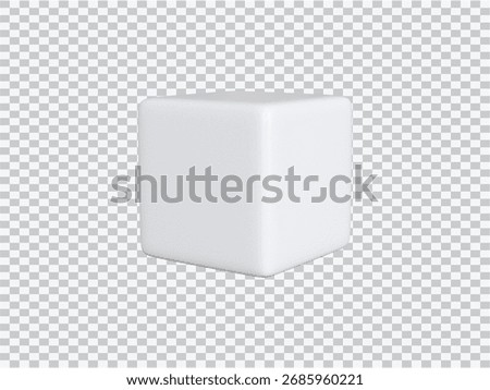 White 3d cube rendered on a transparent background.