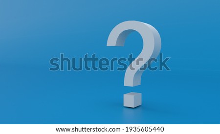 White 3d question mark, isolated on Blue background. Clean Template for corporate Presentation. 3d Render. 